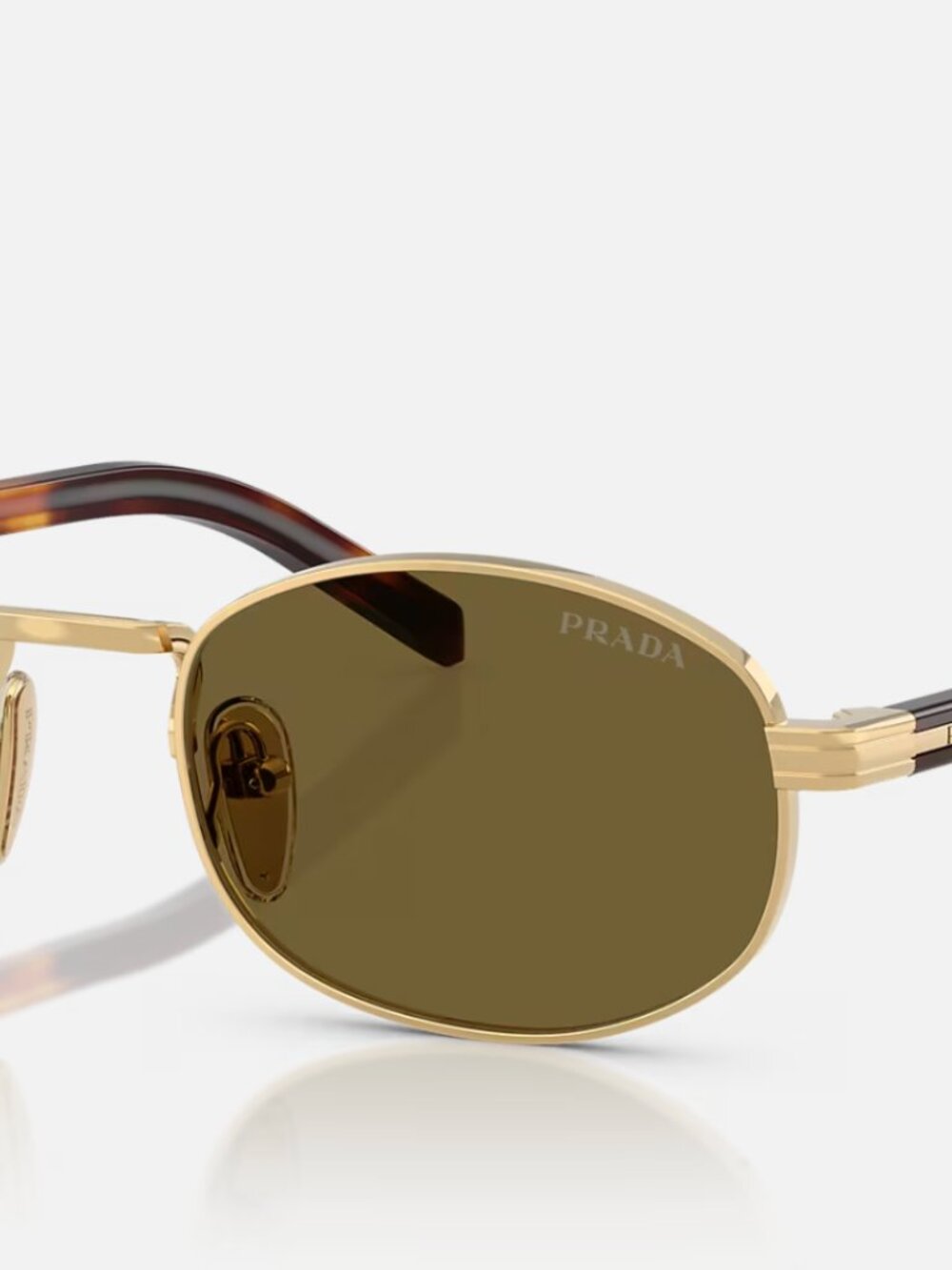 Prada PR oval sunglasses in gold with brown lenses
